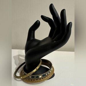 Bohemian Vintage Bangle Trio Green & Gold